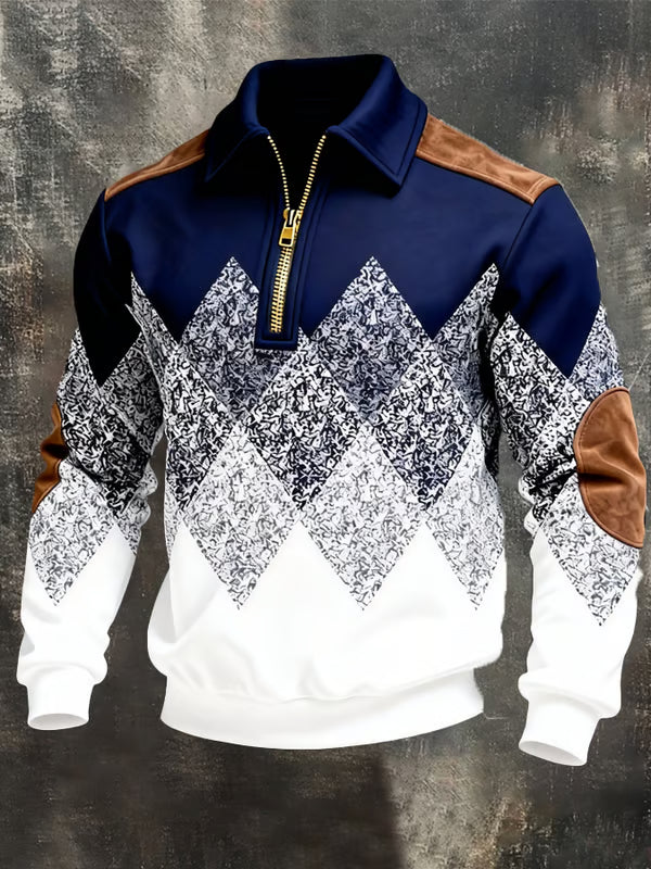 Geometric Half Zip Sweater For Men | Renz