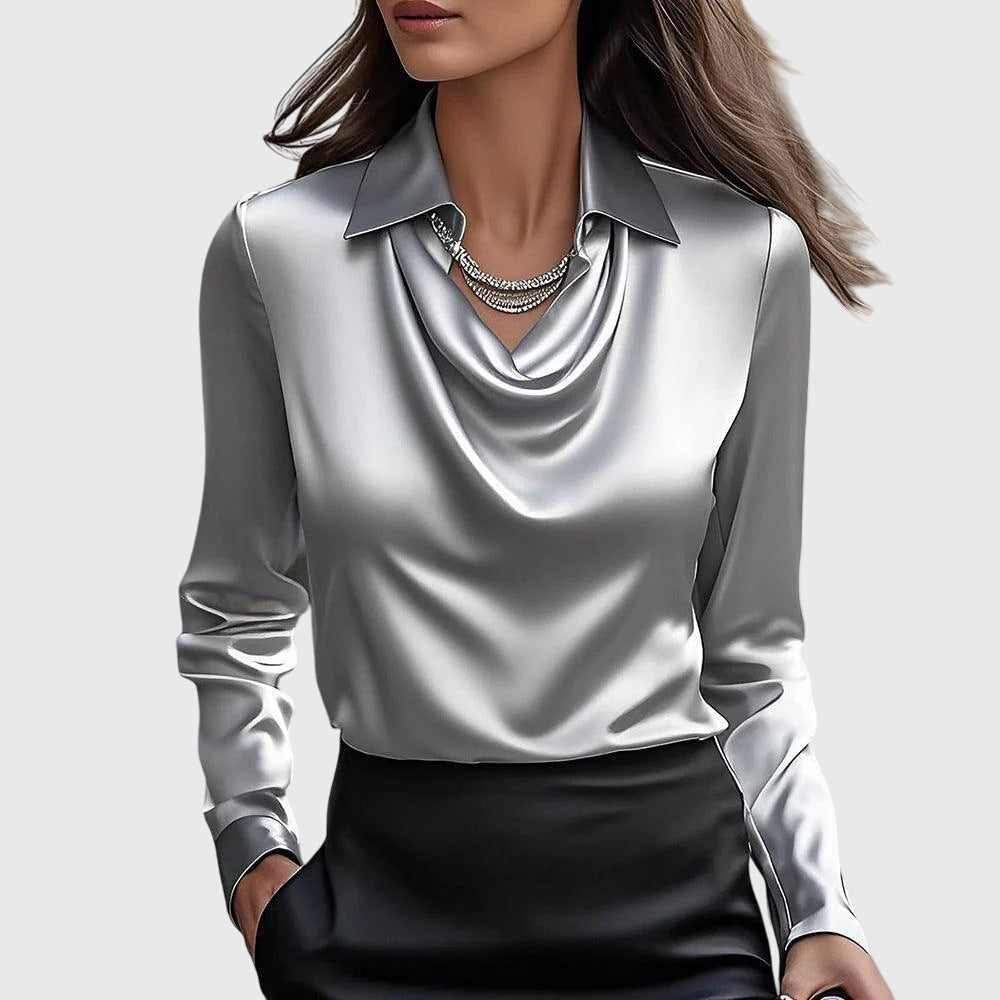 Draped Neck Elegant Blouse For Women | Vivienne