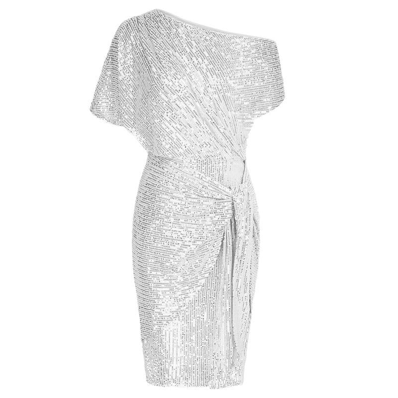 Elegant Off Shoulder Sequin Bodycon Dress For Women | Ariselle