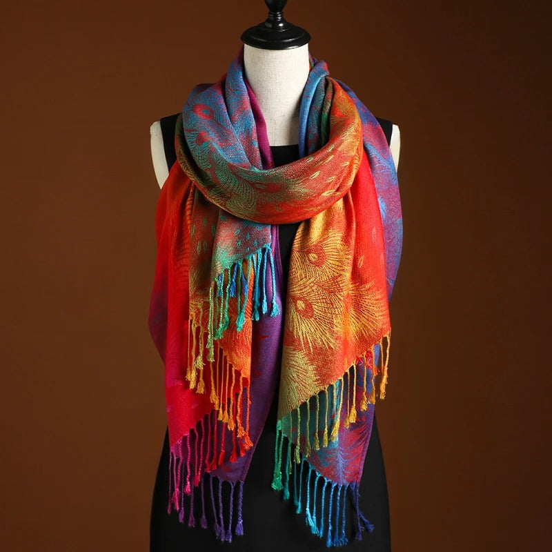 Gradient Fringe Wrap Scarf for Women | Elowen