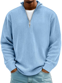 Half Zip Ribbed Sweater For Men | Dario