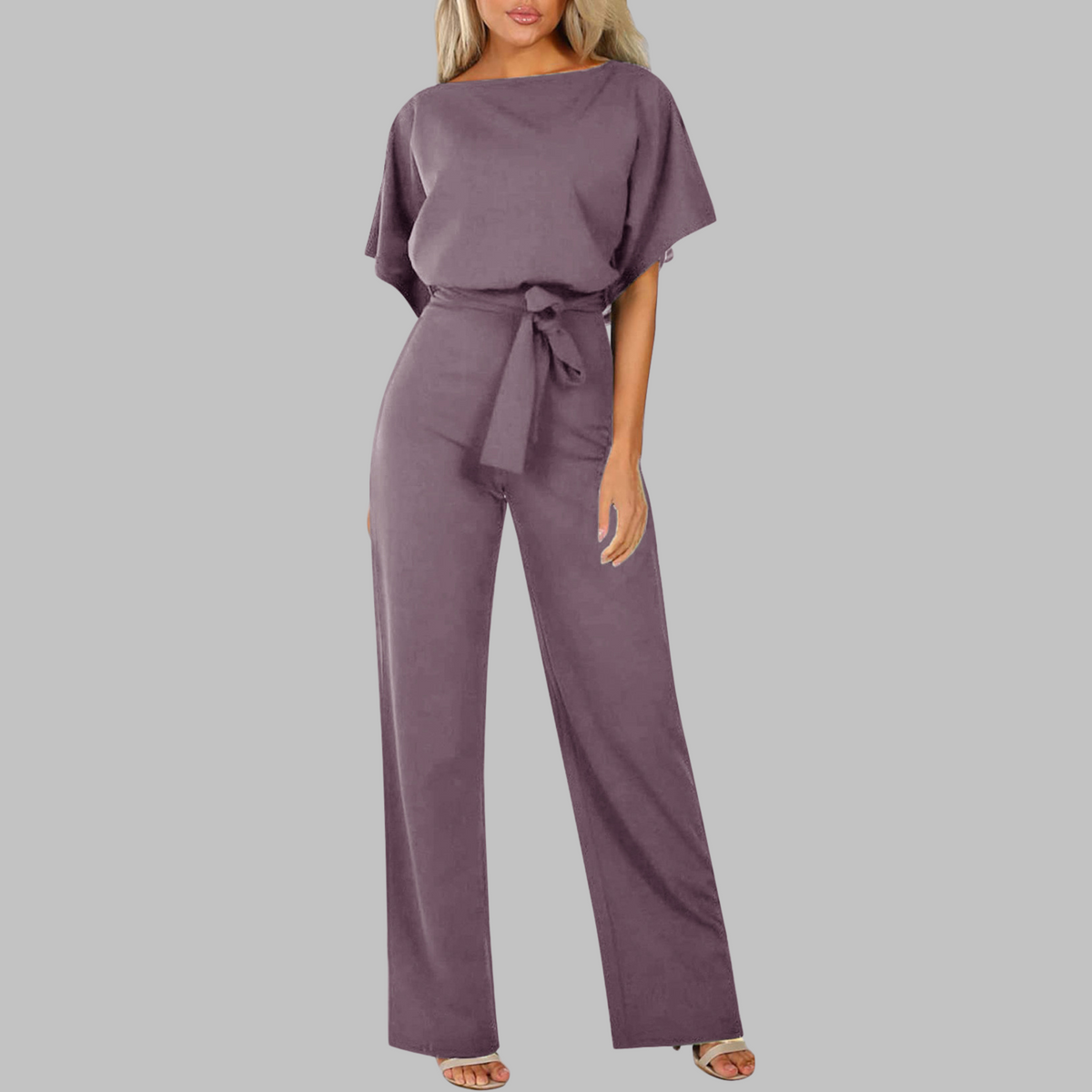 Casual Tie Front Batwing Sleeve Jumpsuit For Women | Elanora