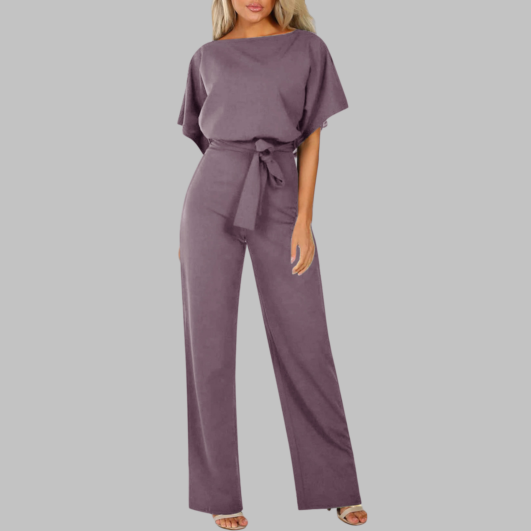Casual Tie Front Batwing Sleeve Jumpsuit For Women | Elanora