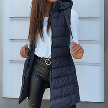 Long Quilted Hooded Gilet for Women | Arlisse