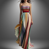 Strapless Pleated Long Dress For Women | Ava