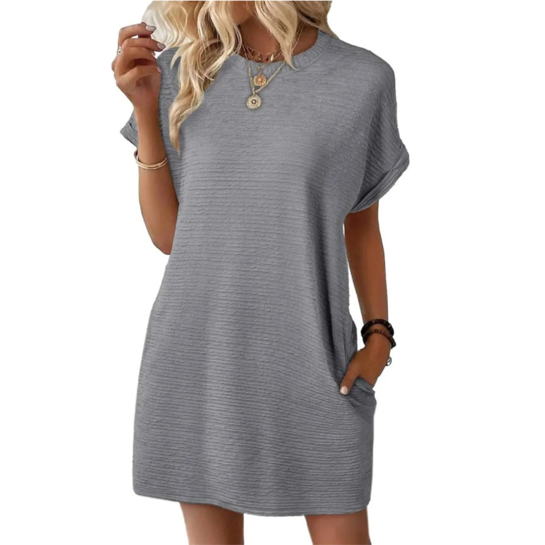 Casual Minimalist Round Neck Dress For Women | Lurelle