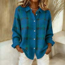 Relaxed Check Button Front Sweater For Women | Lanie
