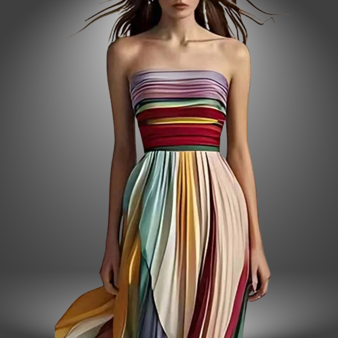 Strapless Pleated Long Dress For Women | Ava