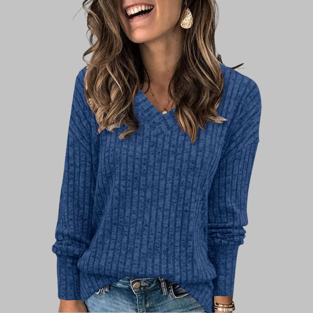 Comfy V Neck Long Sleeve Top For Women | Alina