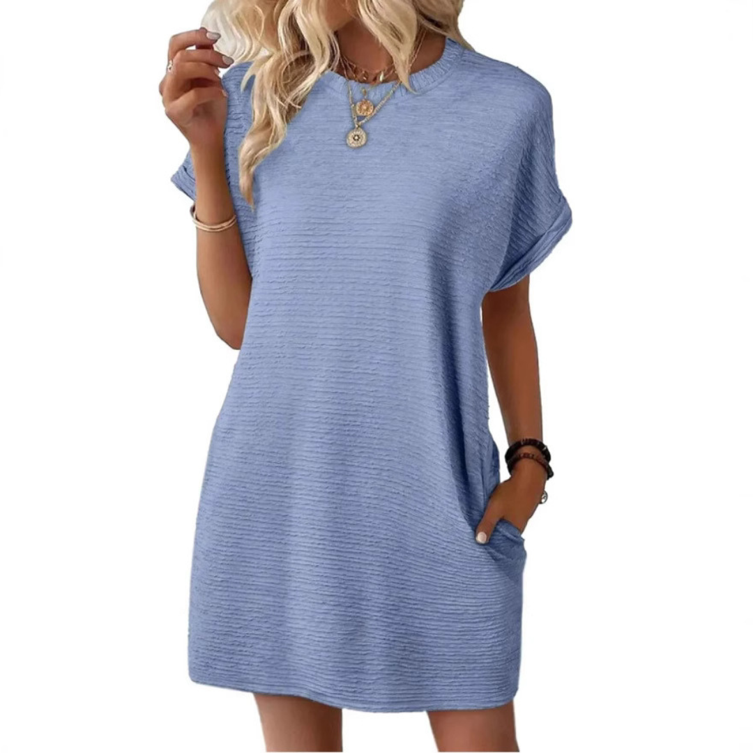 Casual Minimalist Round Neck Dress For Women | Lurelle