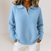 Collared Button Neck Sweater for Women | Celestine