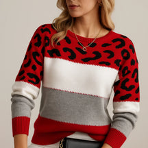 Leopard Colour-Block Sweater for Women | Selene