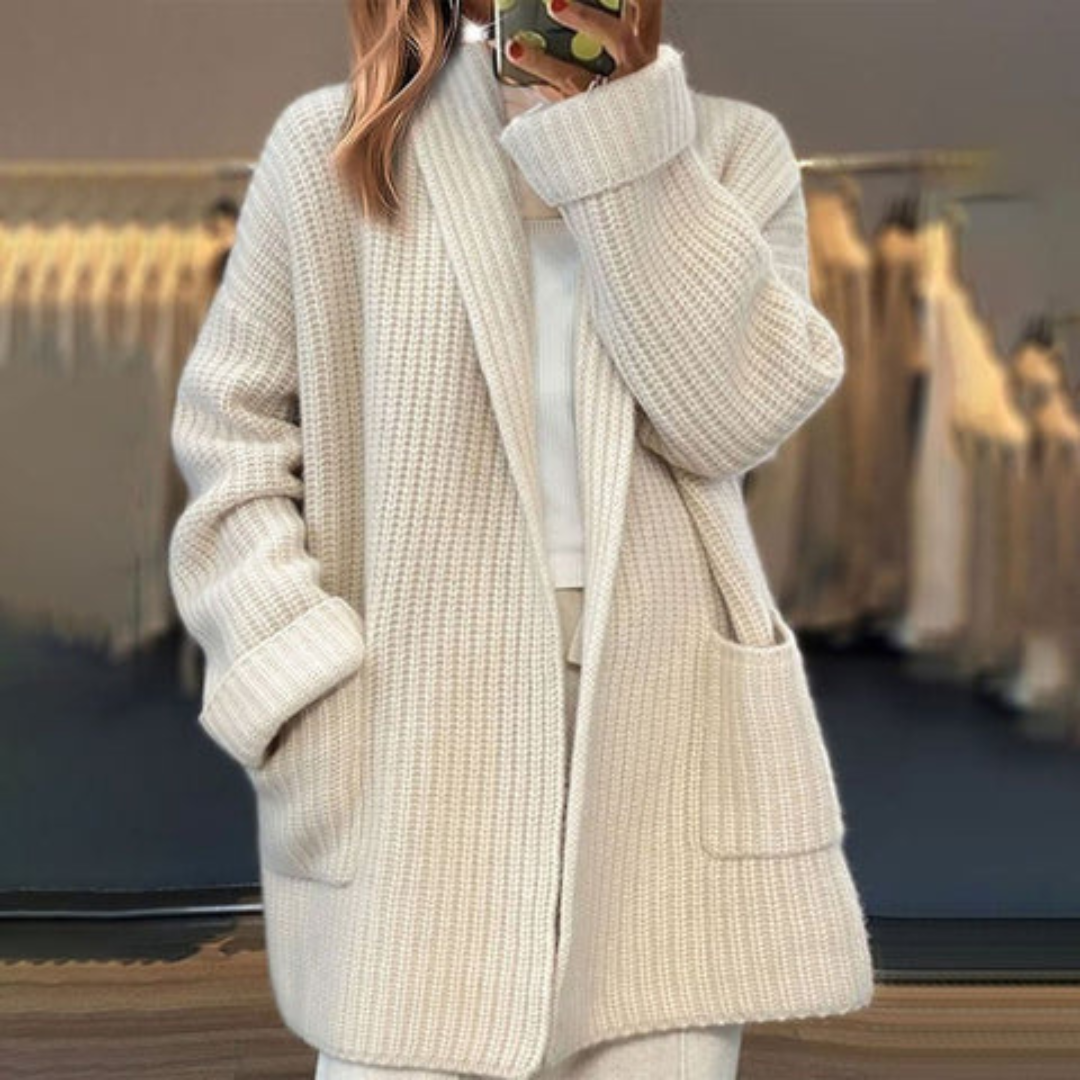 Oversized Open Front Cardigan For Women | Elowara