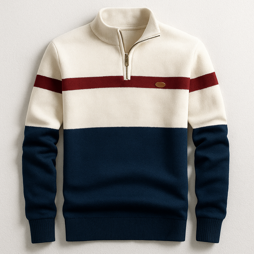 Heritage Stripe Quarter-Zip Sweater For Men | Alden