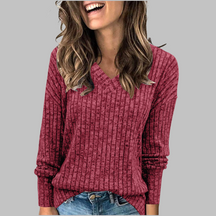Comfy V Neck Long Sleeve Top For Women | Alina