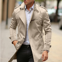 Classic Double Breasted Trench Coat For Men | Alarion