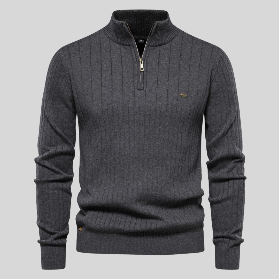 Ribbed Zip Neck Sweater for Men | Corin