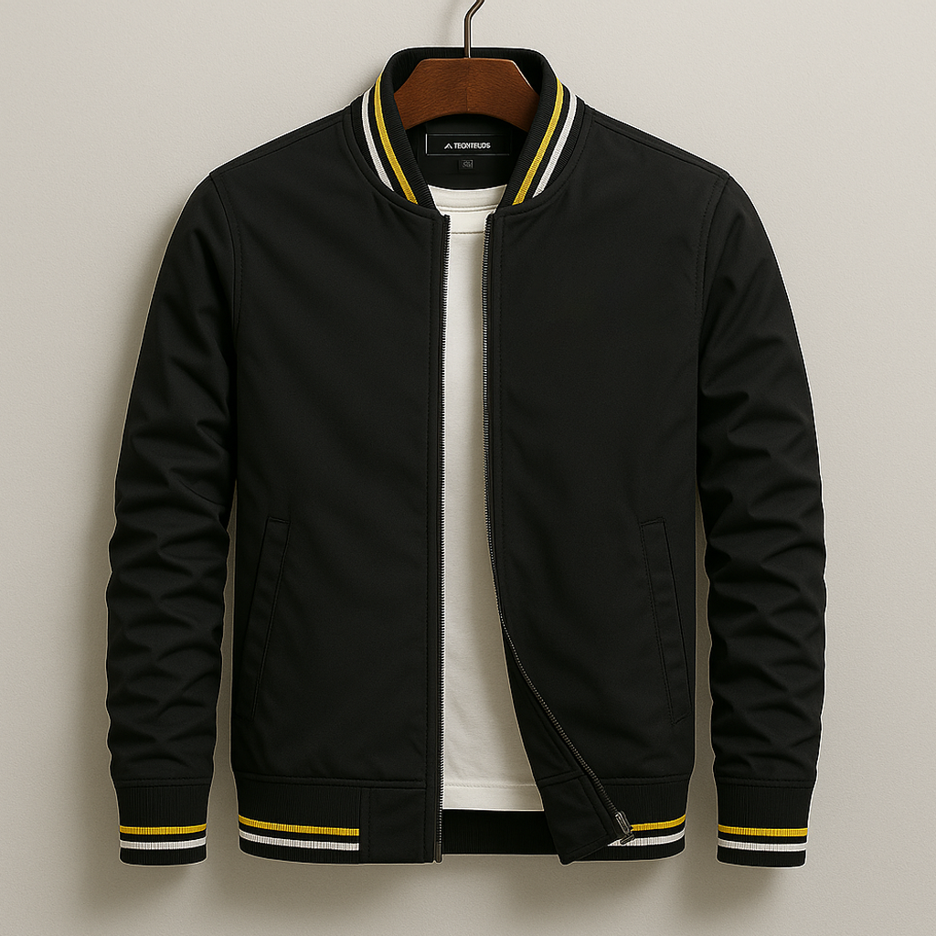 Striped Trim Zip-Up Jacket For Men | Grayson