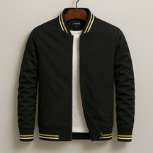 Striped Trim Zip-Up Jacket For Men | Grayson