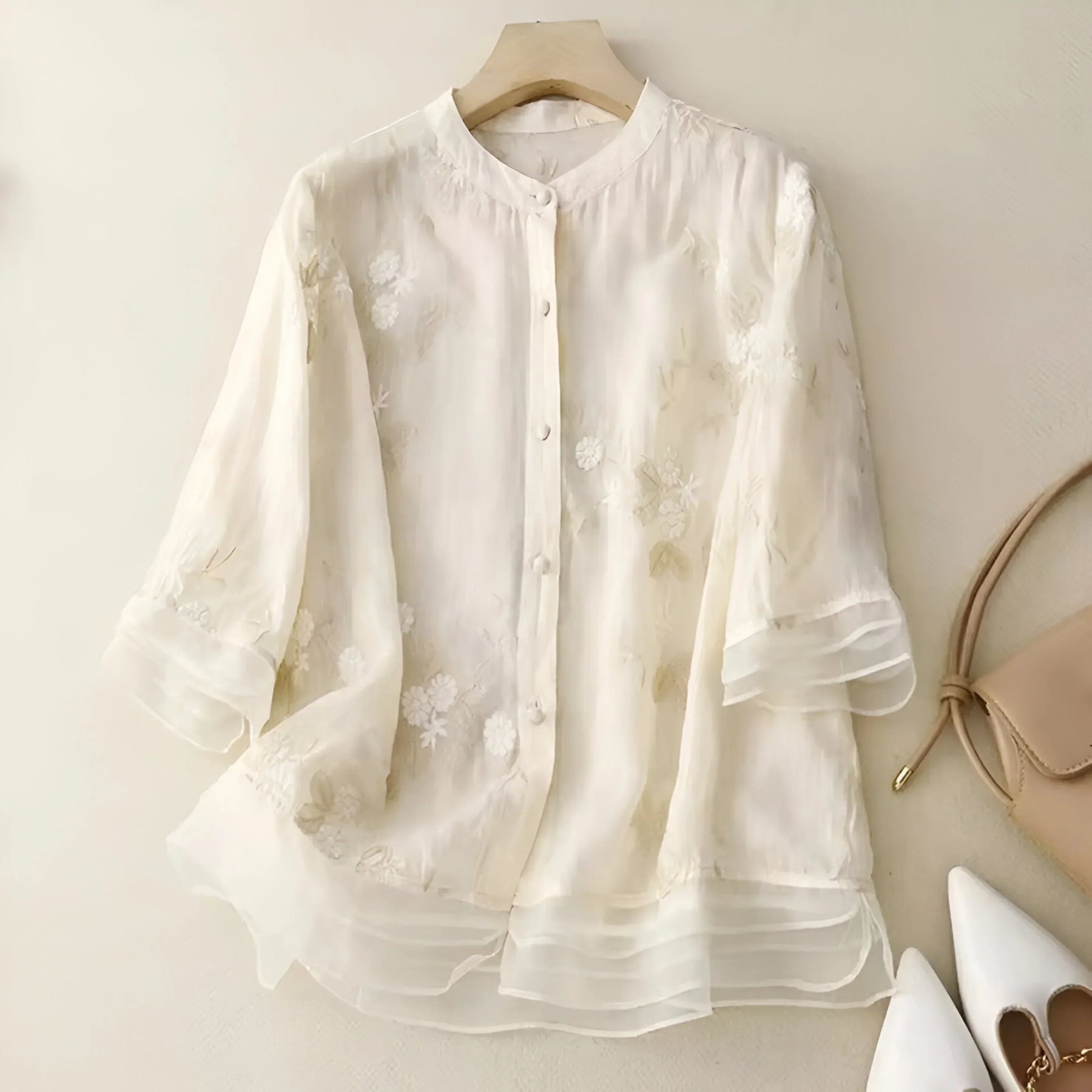 Embroidered Floral Button Blouse For Women | Liora