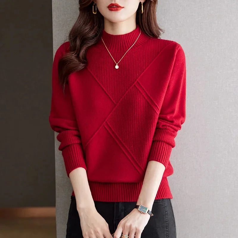 Ribbed Mock Neck Sweater For Women | Elowenna