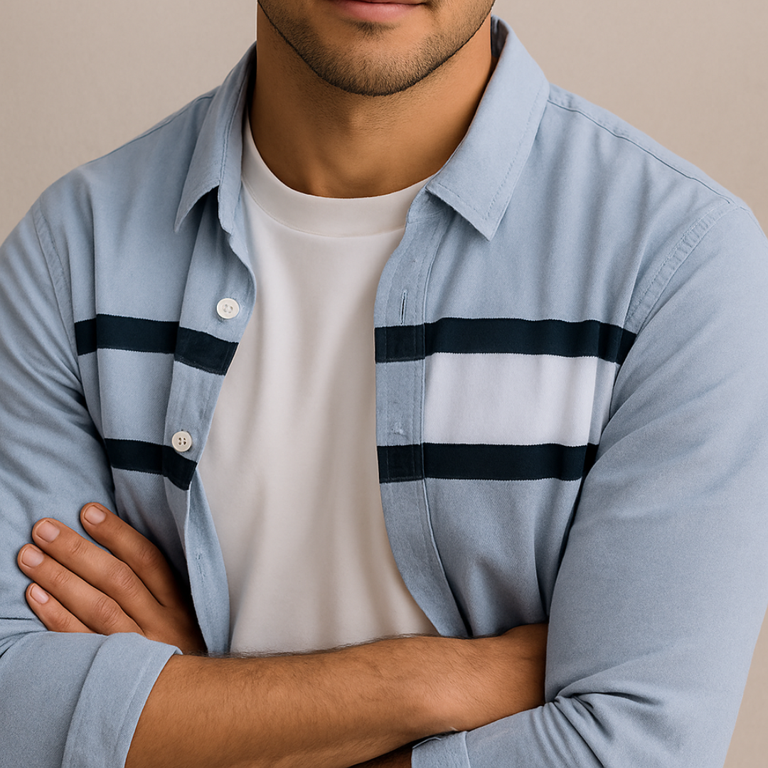 Contrast Panel Stripe Shirt For Men | Nathan