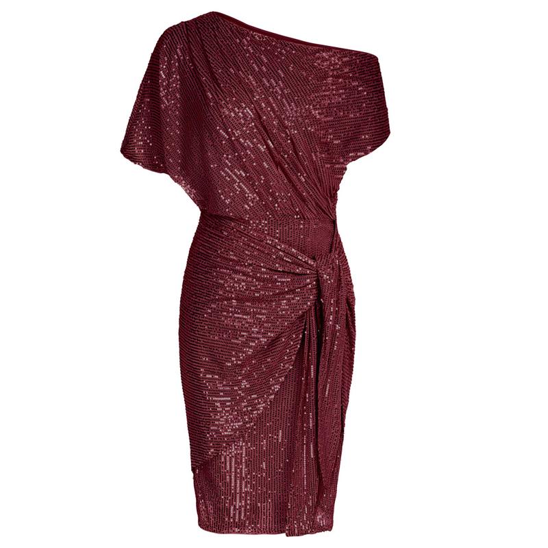 Elegant Off Shoulder Sequin Bodycon Dress For Women | Ariselle