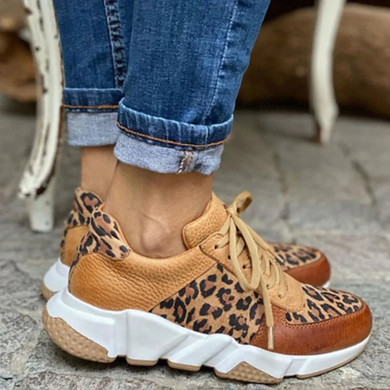 Leopard Print Lace Up Sneakers For Women | Iris