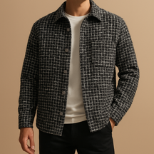 Houndstooth Button Front Overshirt For Men | Victor