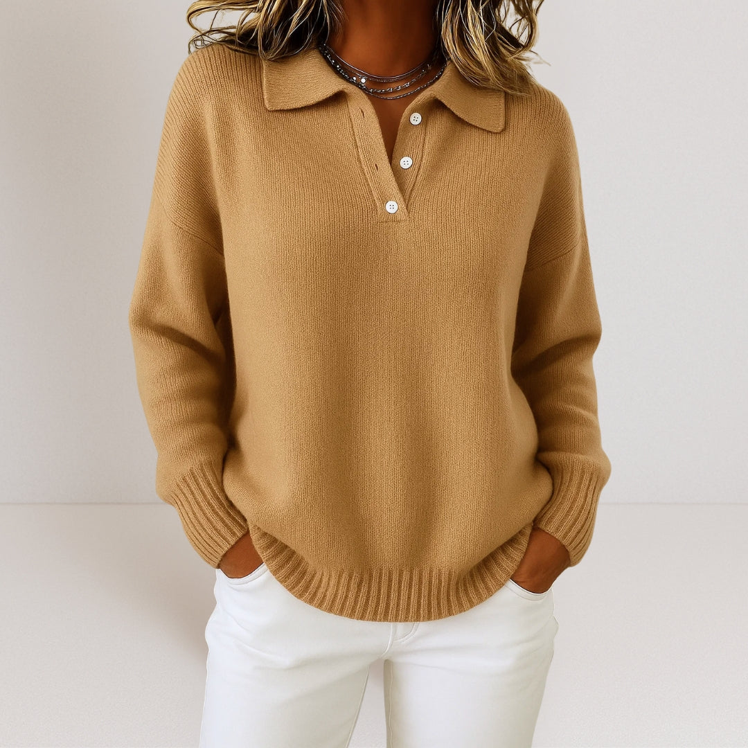 Collared Button Neck Sweater for Women | Celestine