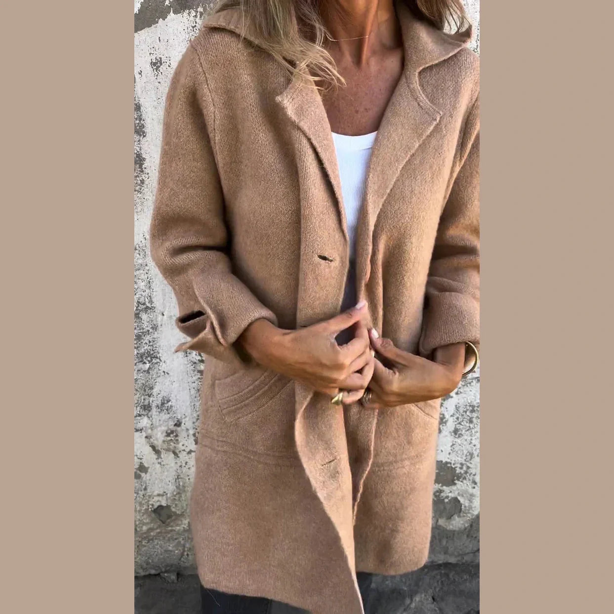 Casual Long Button Coat For Women | Arlena