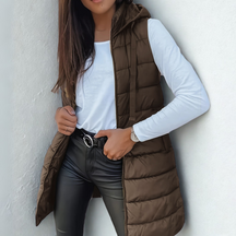 Long Quilted Hooded Gilet for Women | Arlisse