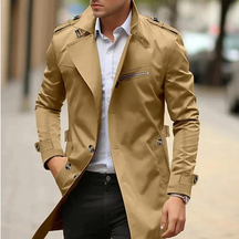 Classic Double Breasted Trench Coat For Men | Alarion