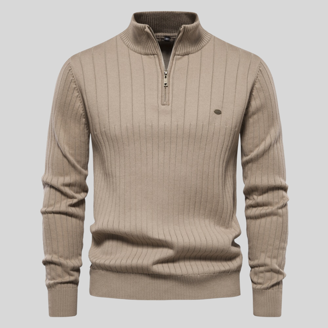 Ribbed Zip Neck Sweater for Men | Corin