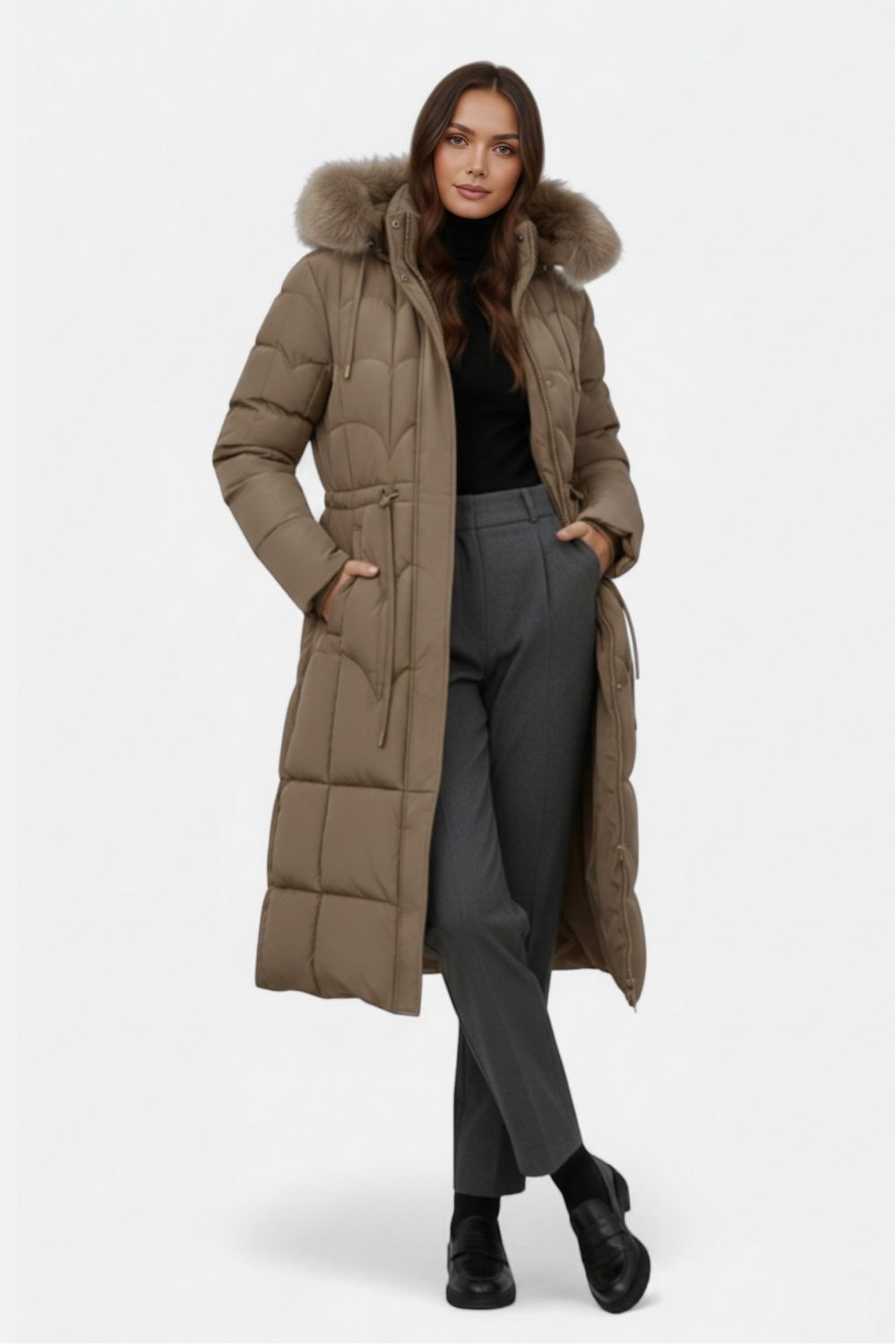 Long Hooded Puffer Coat For Women | Vaelisse