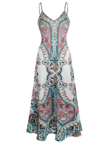 Boho Floral Print Sleeveless Dress For Women | Maravelle