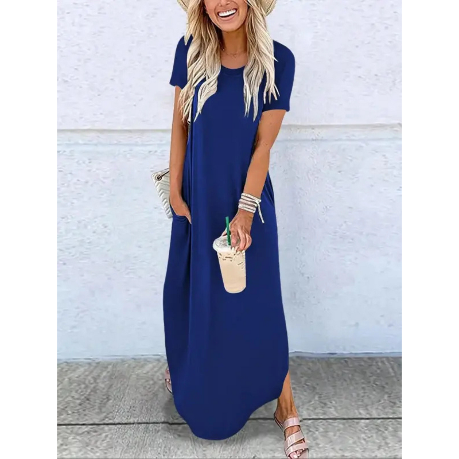 Casual Round Neck Maxi Dress For Women | Arvena