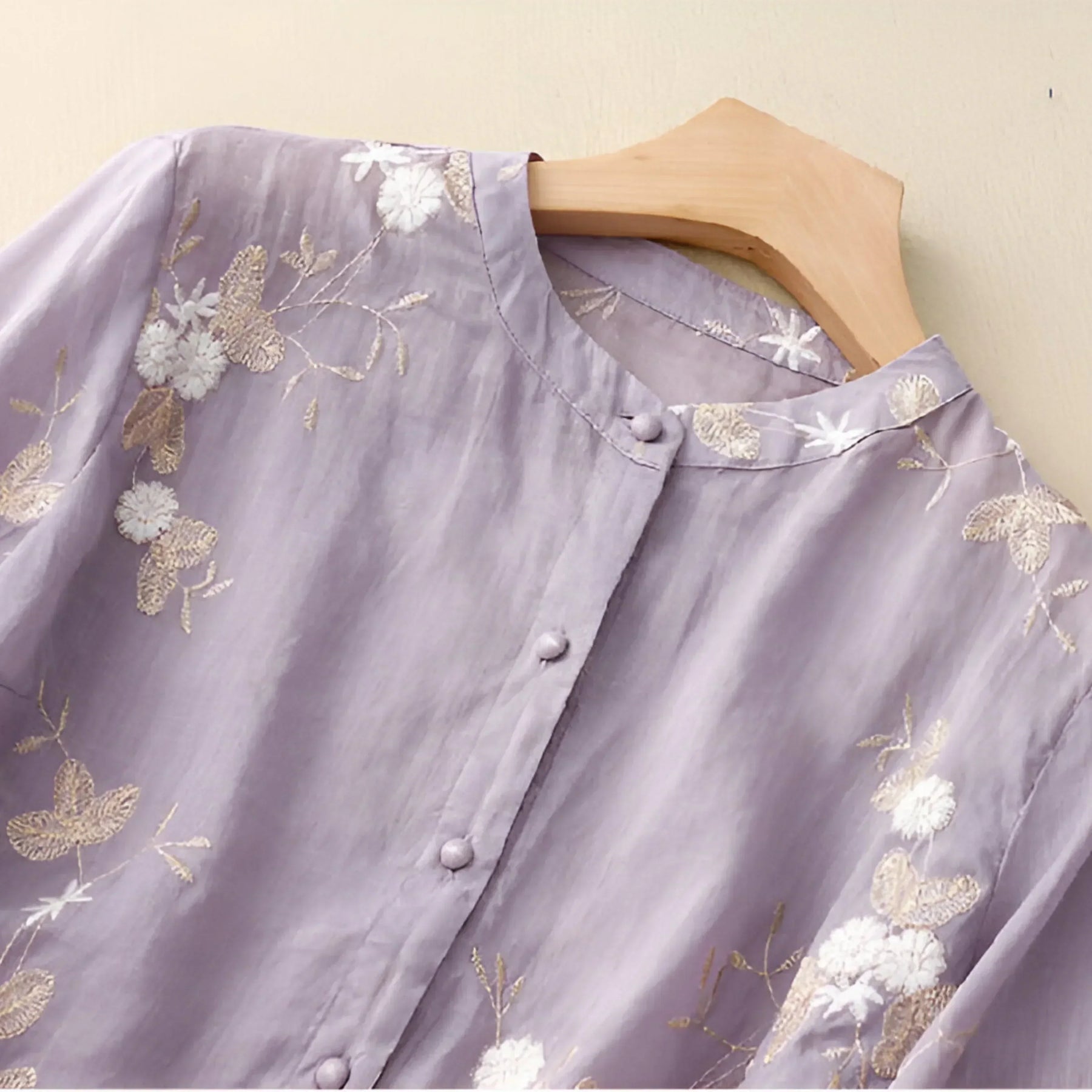 Embroidered Floral Button Blouse For Women | Liora