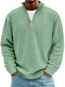 Half Zip Ribbed Sweater For Men | Dario