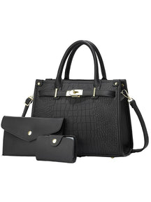 Crocodile Embossed Large Capacity Crossbody Handbag Set For Women | Valentinae