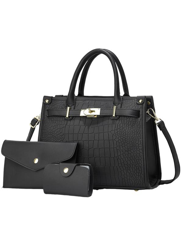 Crocodile Embossed Large Capacity Crossbody Handbag Set For Women | Valentinae