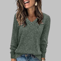 Comfy V Neck Long Sleeve Top For Women | Alina