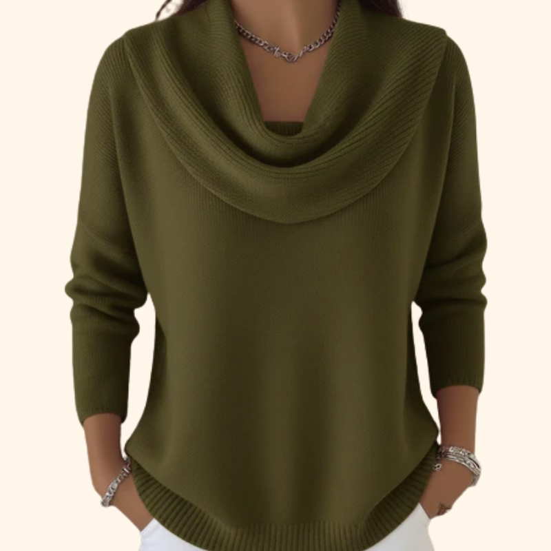 Draped Cowl Neck Sweater For Women | Elara