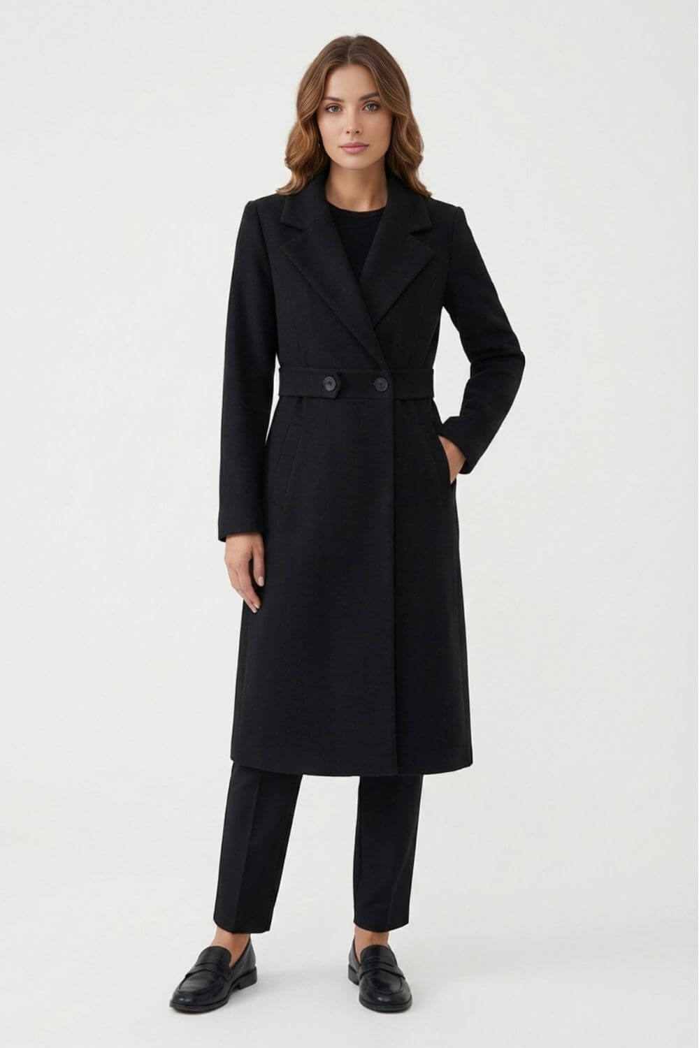 Long Tailored Double Breasted Coat For Women | Arlena