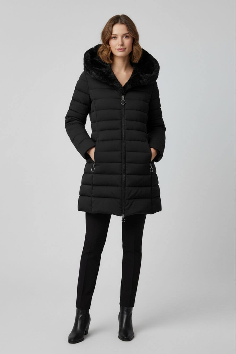 Long Hooded Quilted Puffer Coat For Women | Ravelle