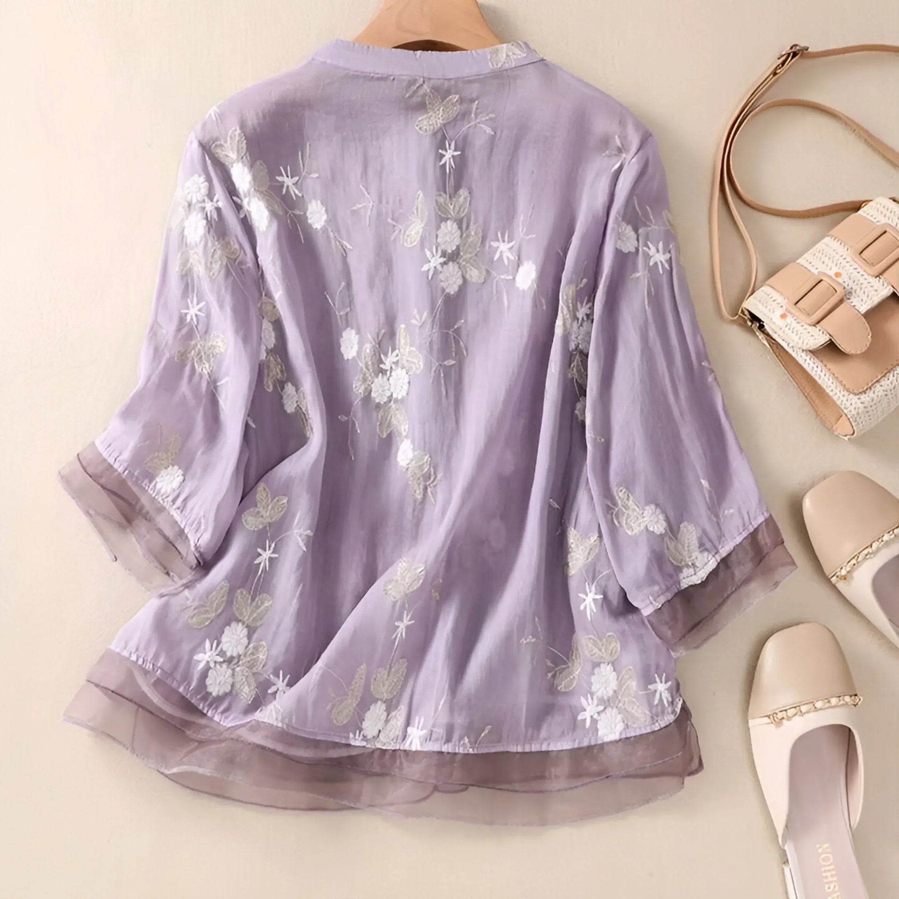 Embroidered Floral Button Blouse For Women | Liora