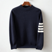 Stripe Sleeve Crew Neck Sweater For Men | Raffy