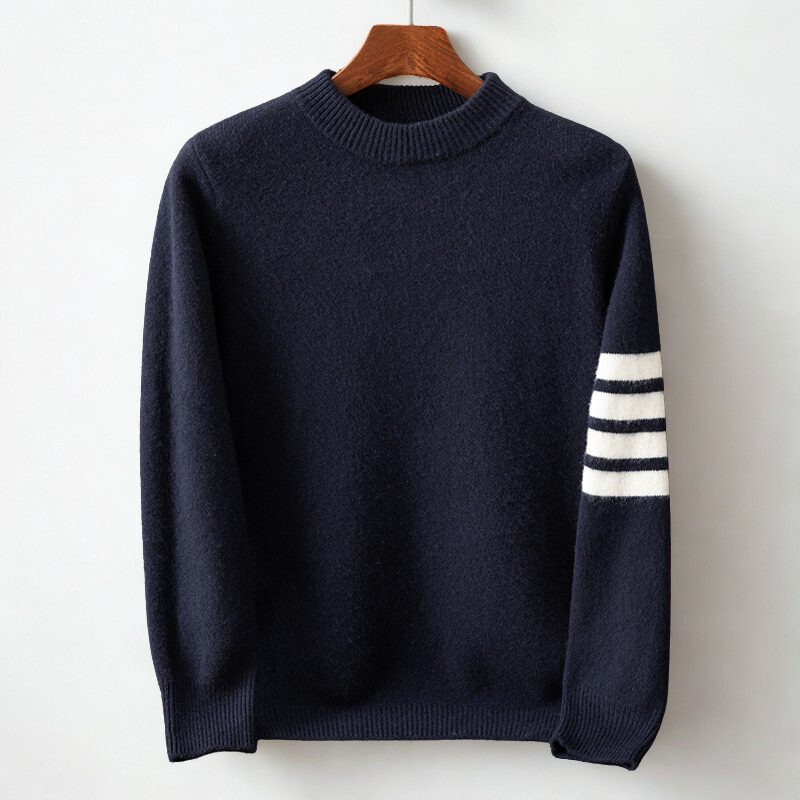Stripe Sleeve Crew Neck Sweater For Men | Raffy