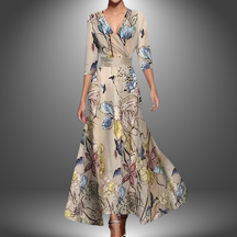 Floral V Neck Long Dress For Women | Maravelle