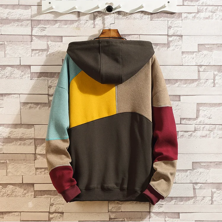 Colour Block Patchwork Hoodie for Men | Maverick